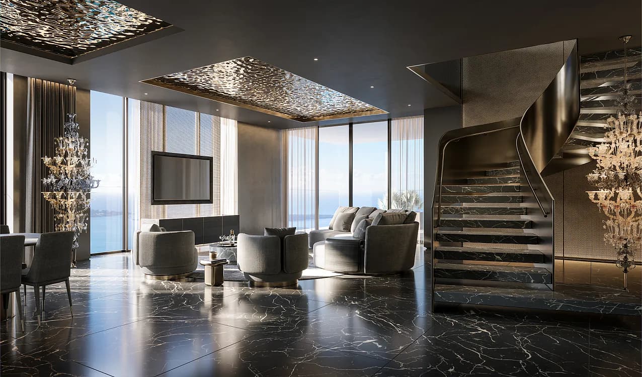Render exterior de torre premium del sur de Florida