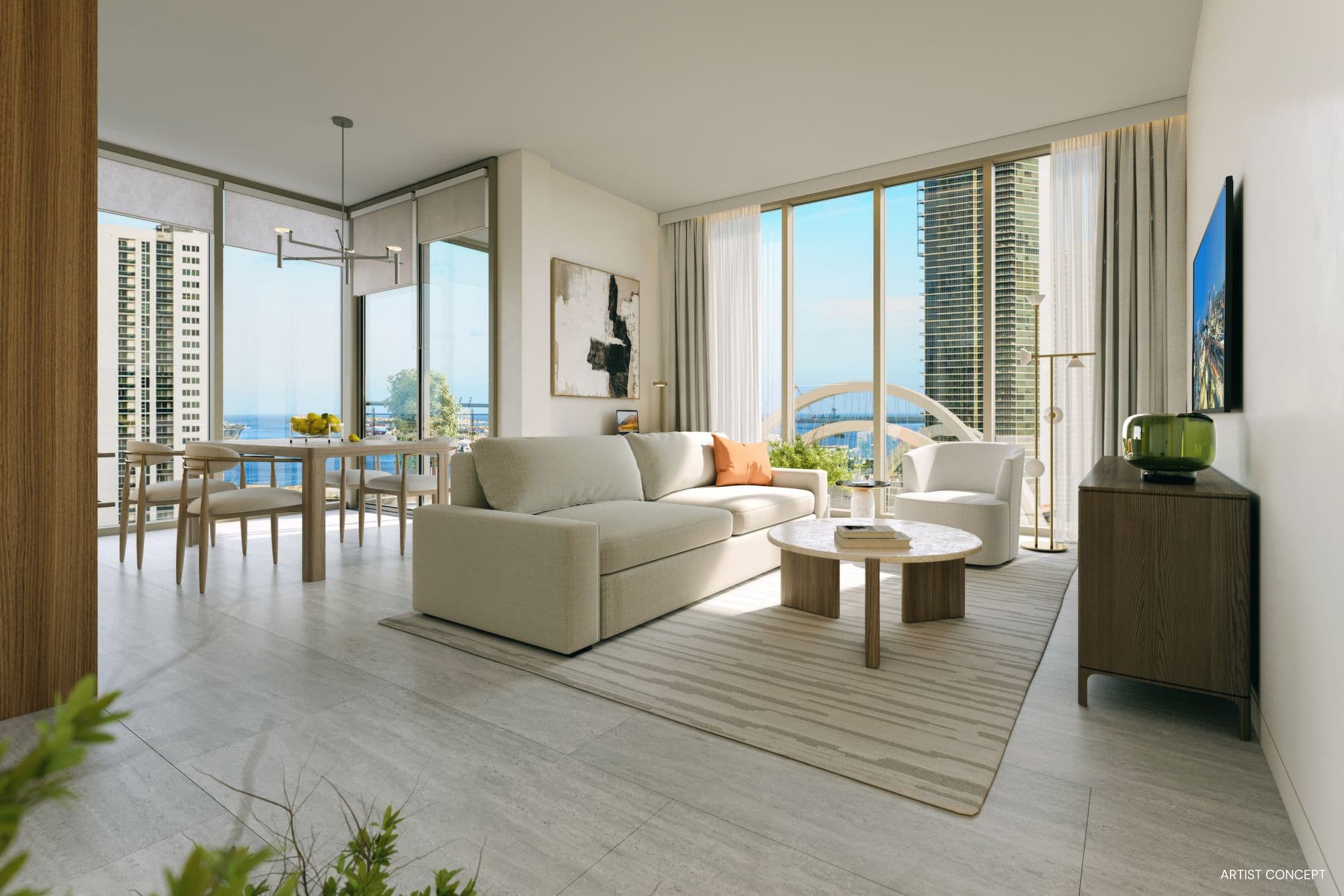Living room of a furnished residence