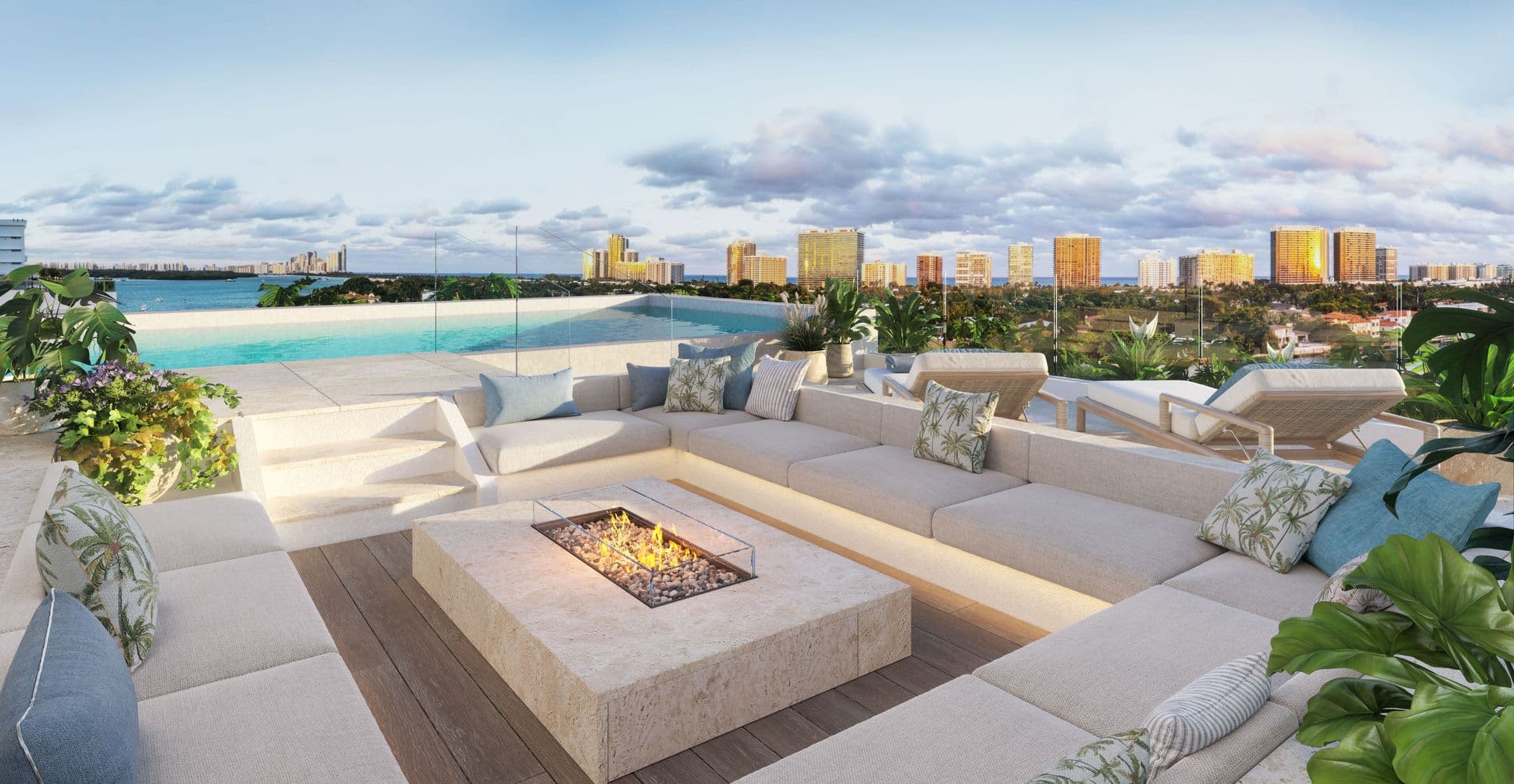 Fire pit on a Penthouse's private rooftop