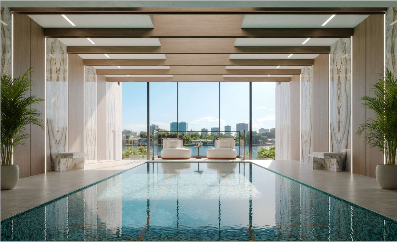 Heated indoor saltwater pool