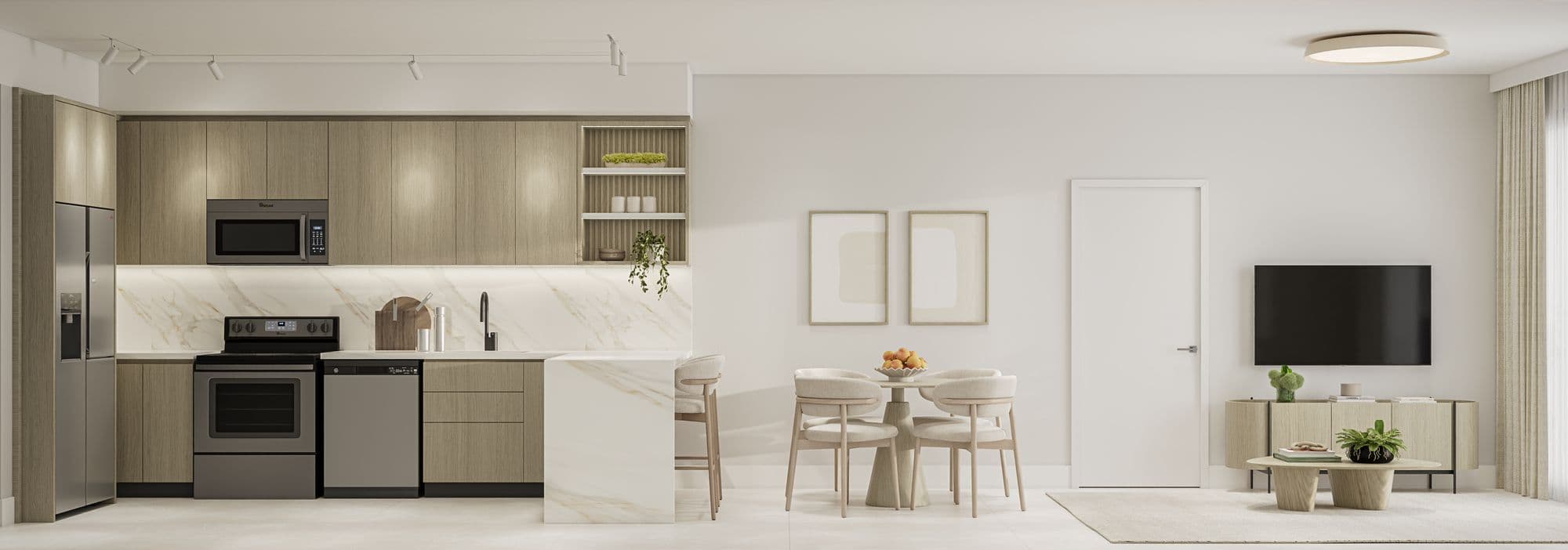 Kitchen open to the living room