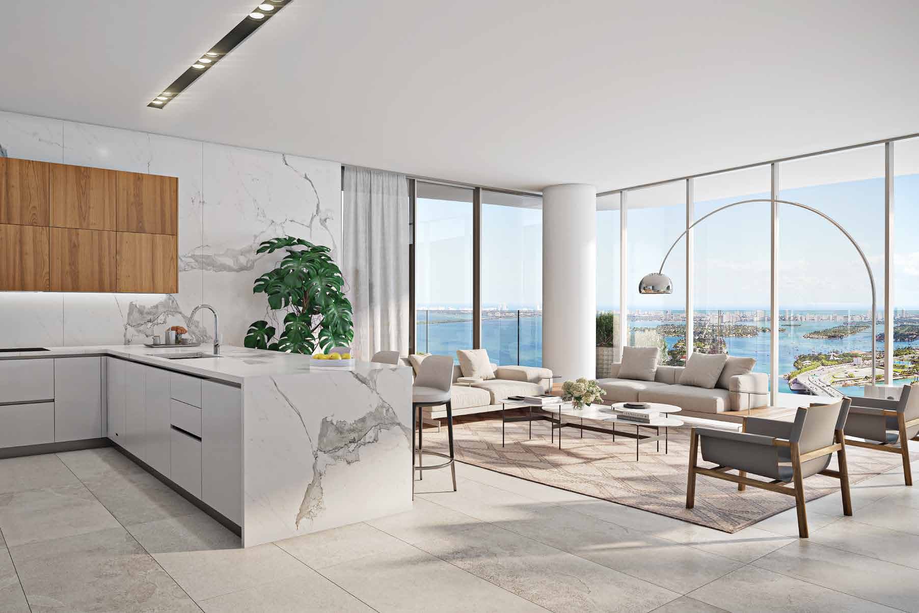 Living room and kitchen