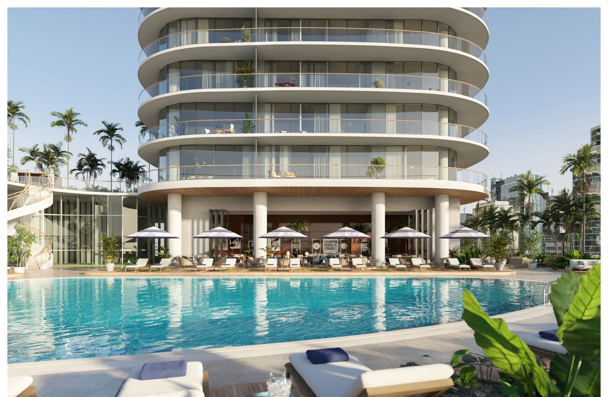The floor 7 pool, facing the bay
