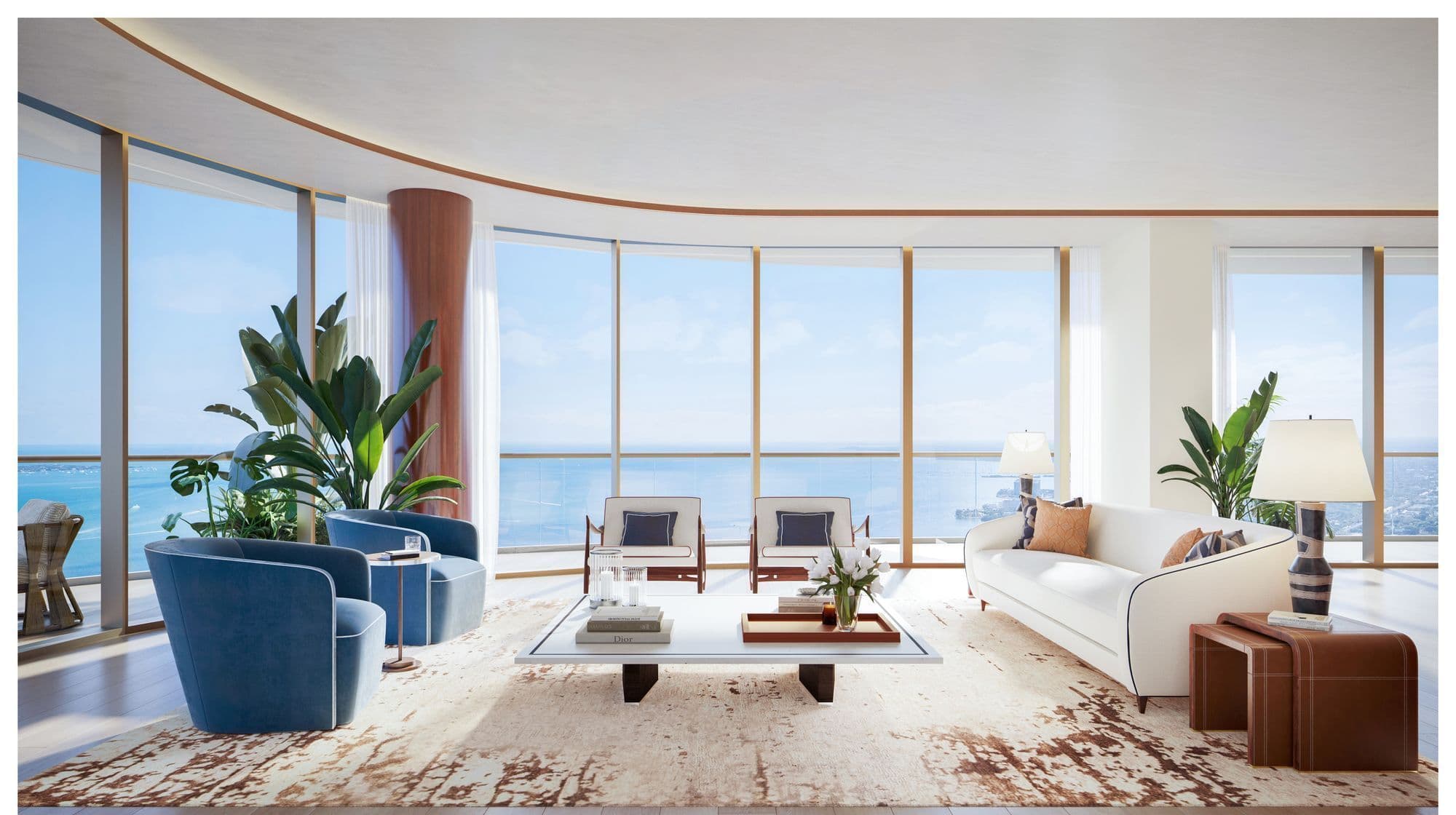 Living room with bay views
