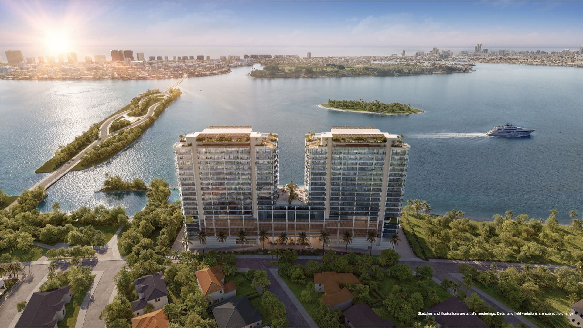 Aerial view over Biscayne Bay