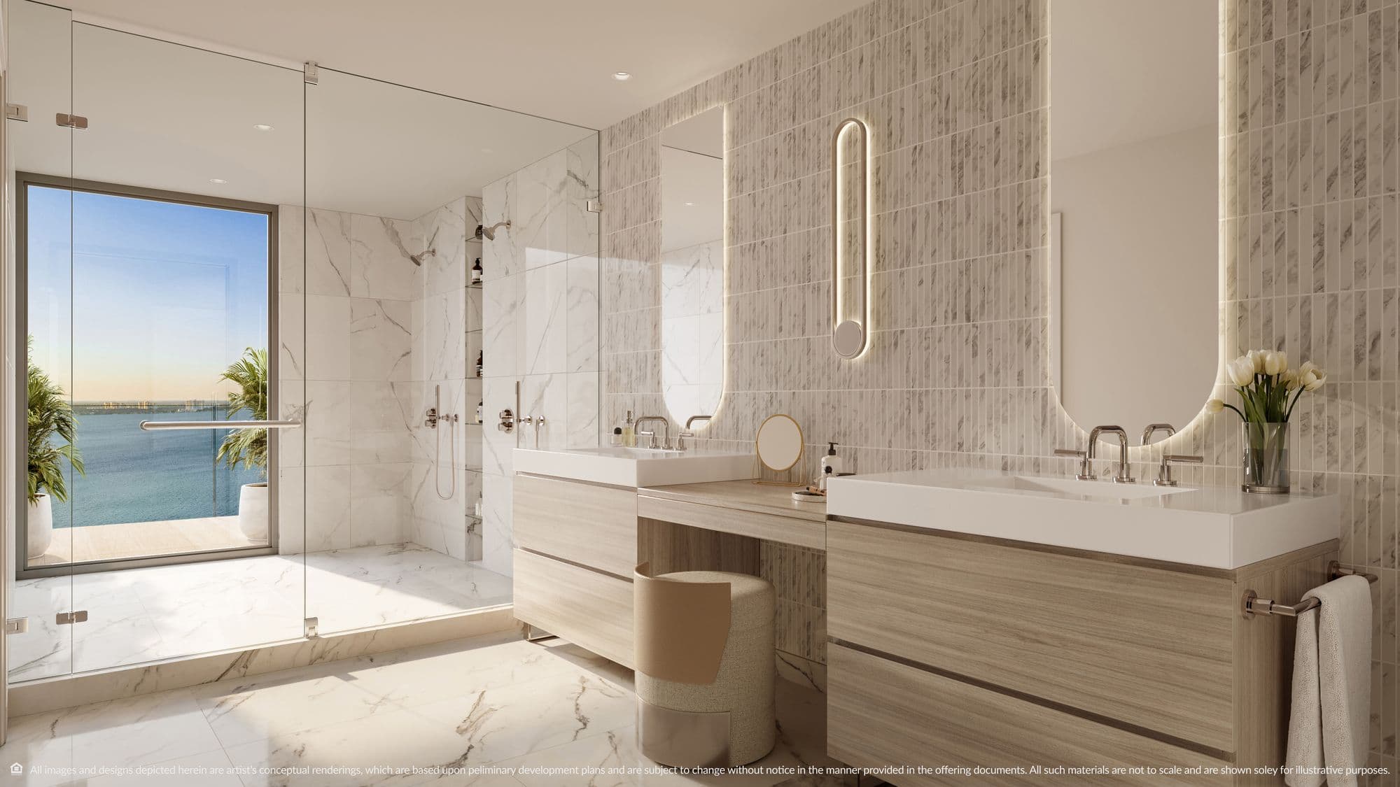 Marble primary bathroom