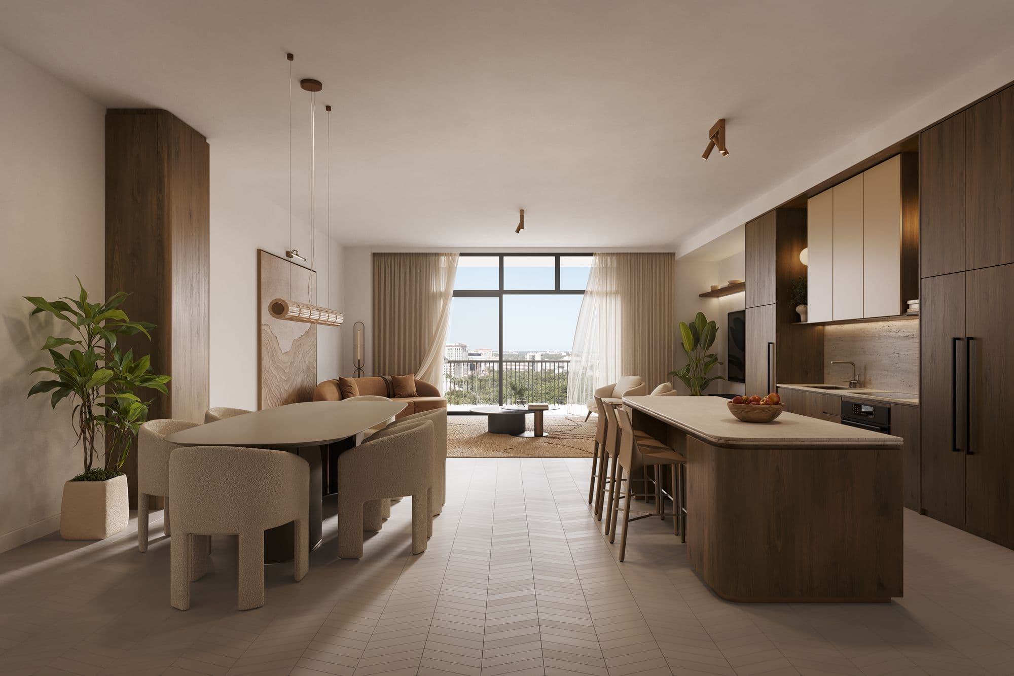 Living room and kitchen