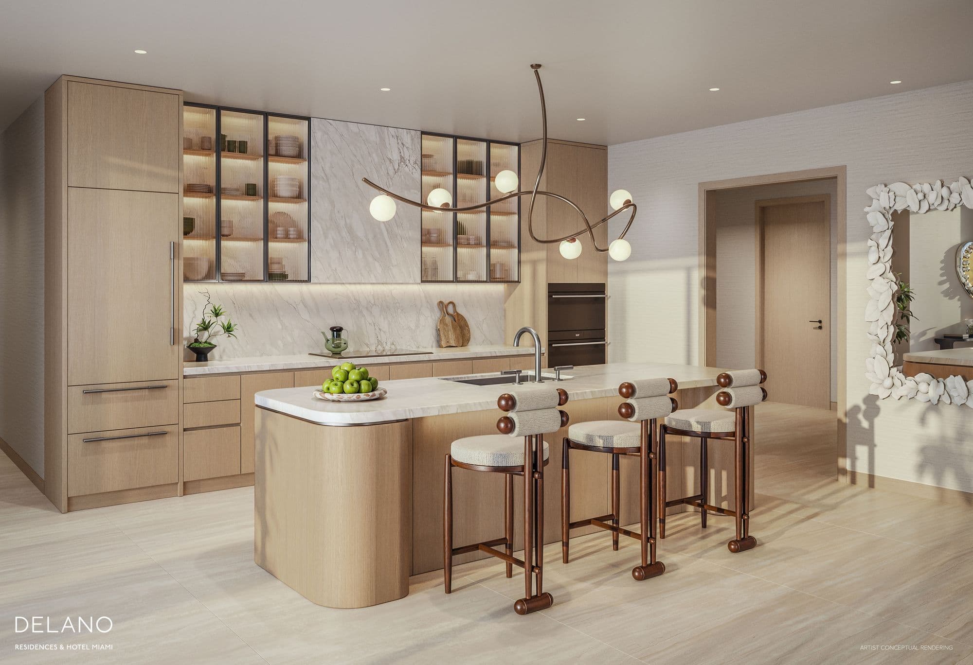 D Residences kitchen with island