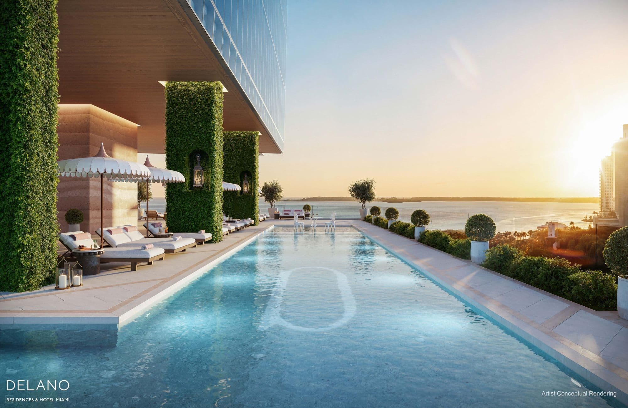 The resort-style pool, overlooking the bay