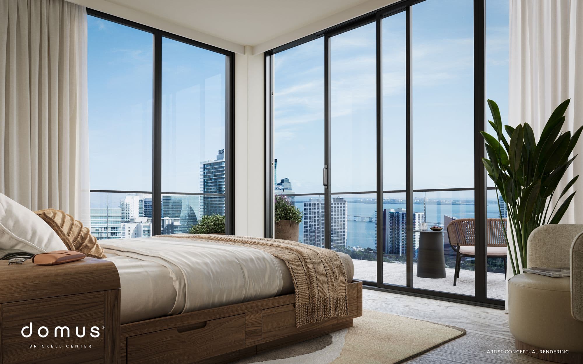 Bedroom with floor-to-ceiling windows