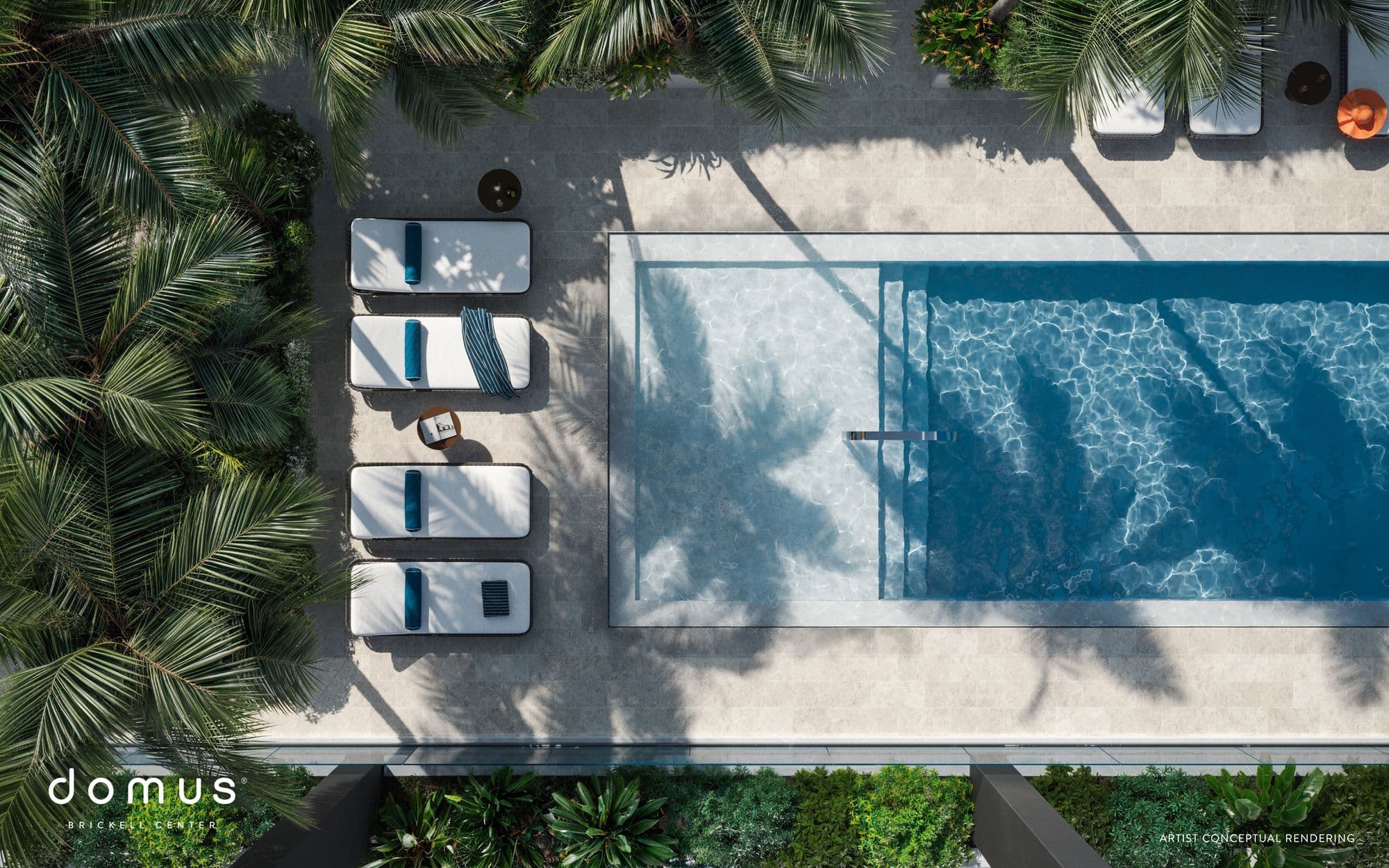 Pool and loungers from above