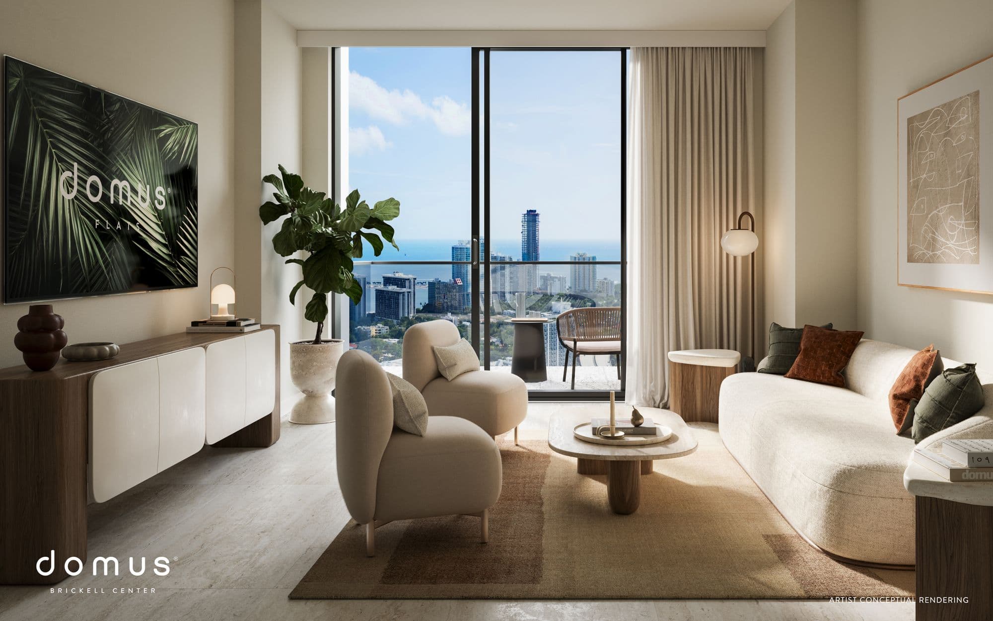 Living room with city views
