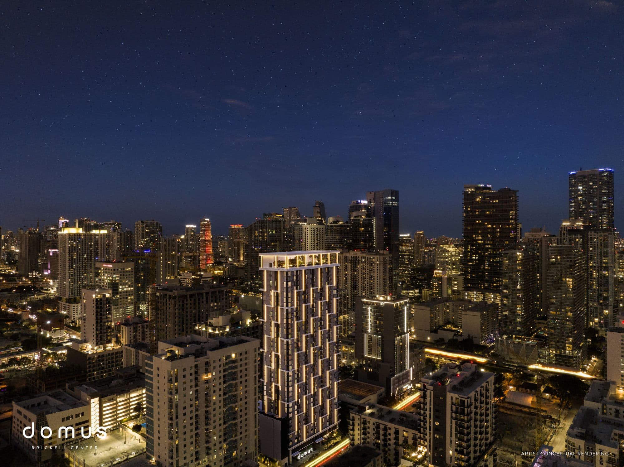 Domus Brickell Center at night