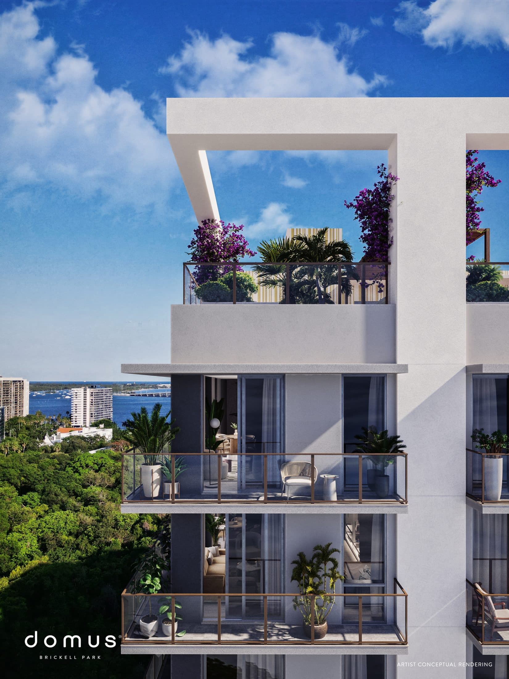 Domus Brickell Park balconies and rooftop terrace