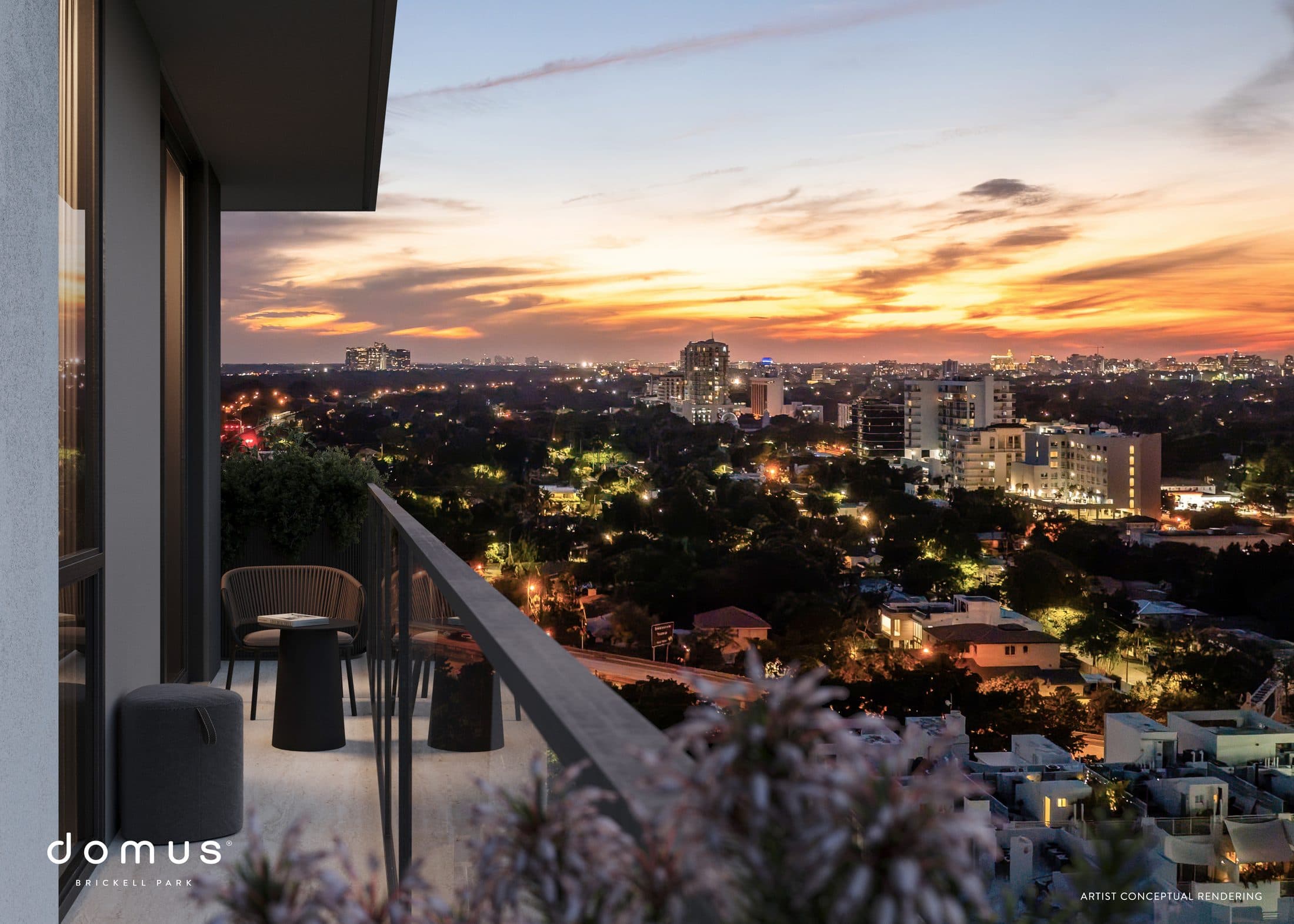 Sunset from a west-facing balcony