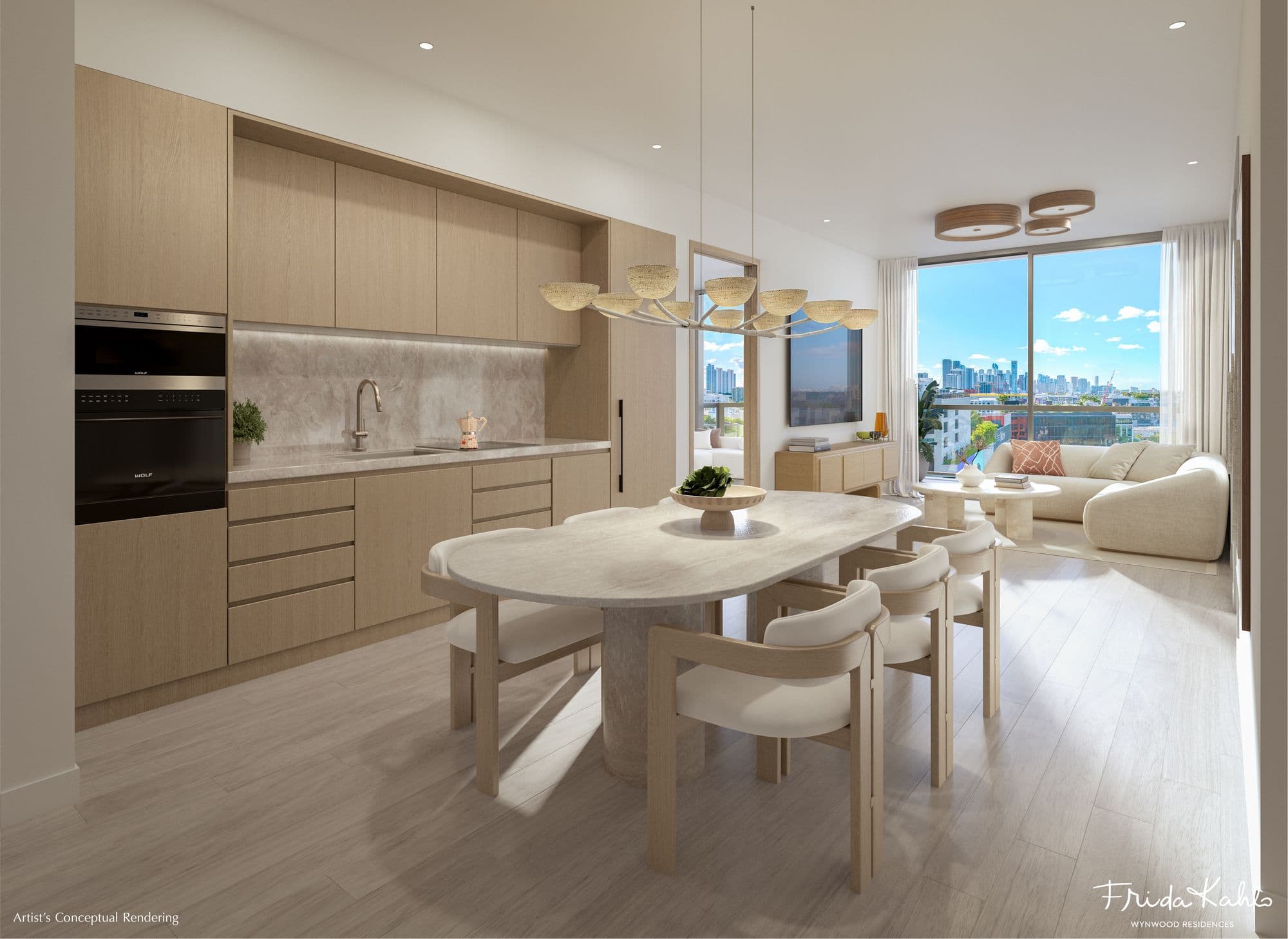 Integrated kitchen with dining area