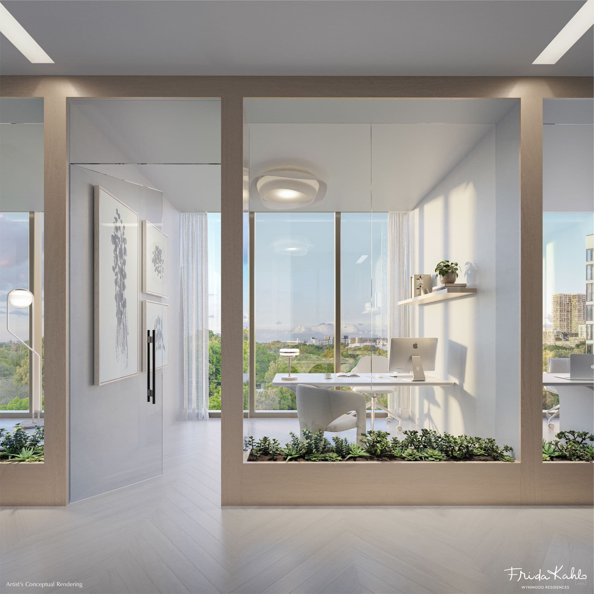 Private office with glass walls