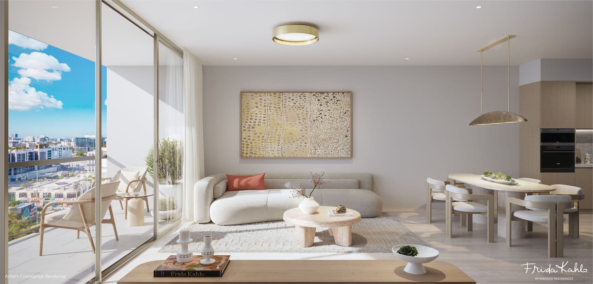 Living and dining area of a furnished residence