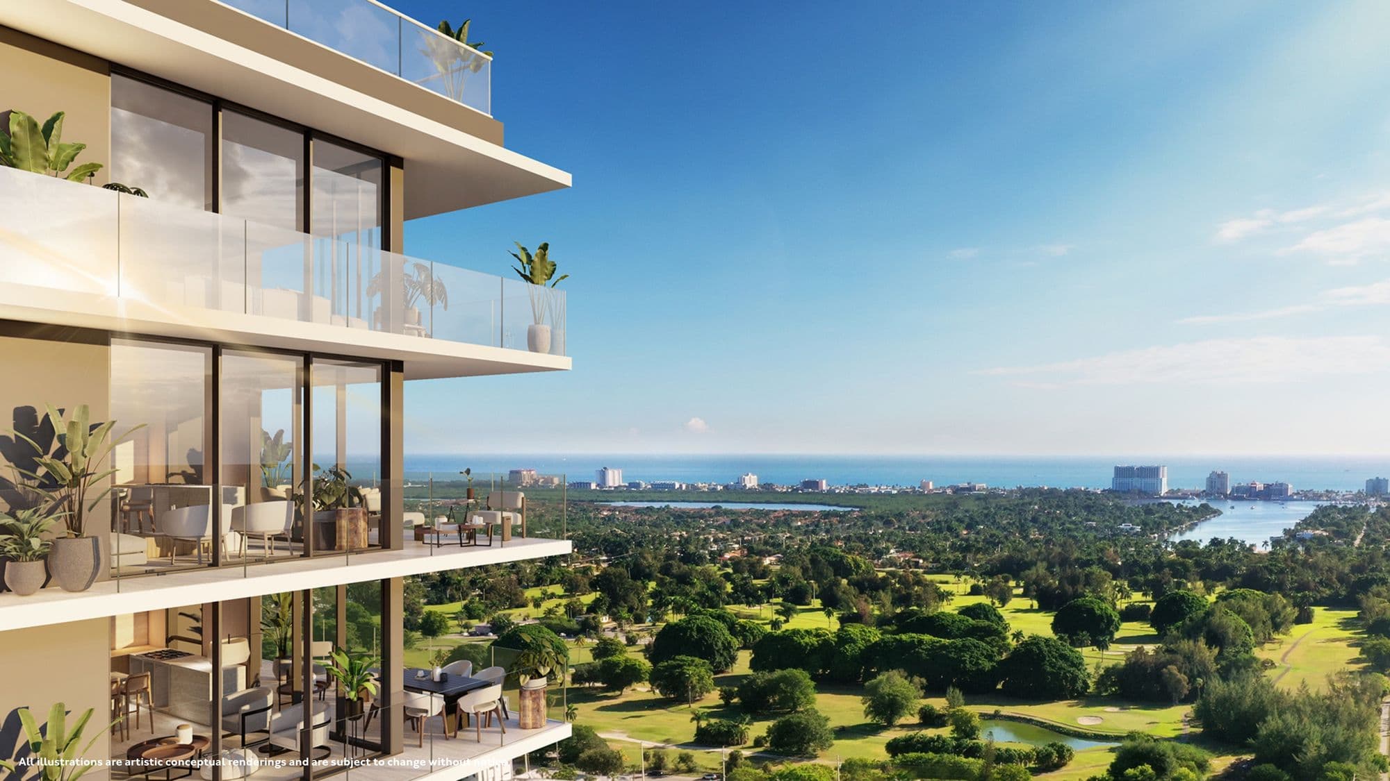 View of the golf course and the ocean
