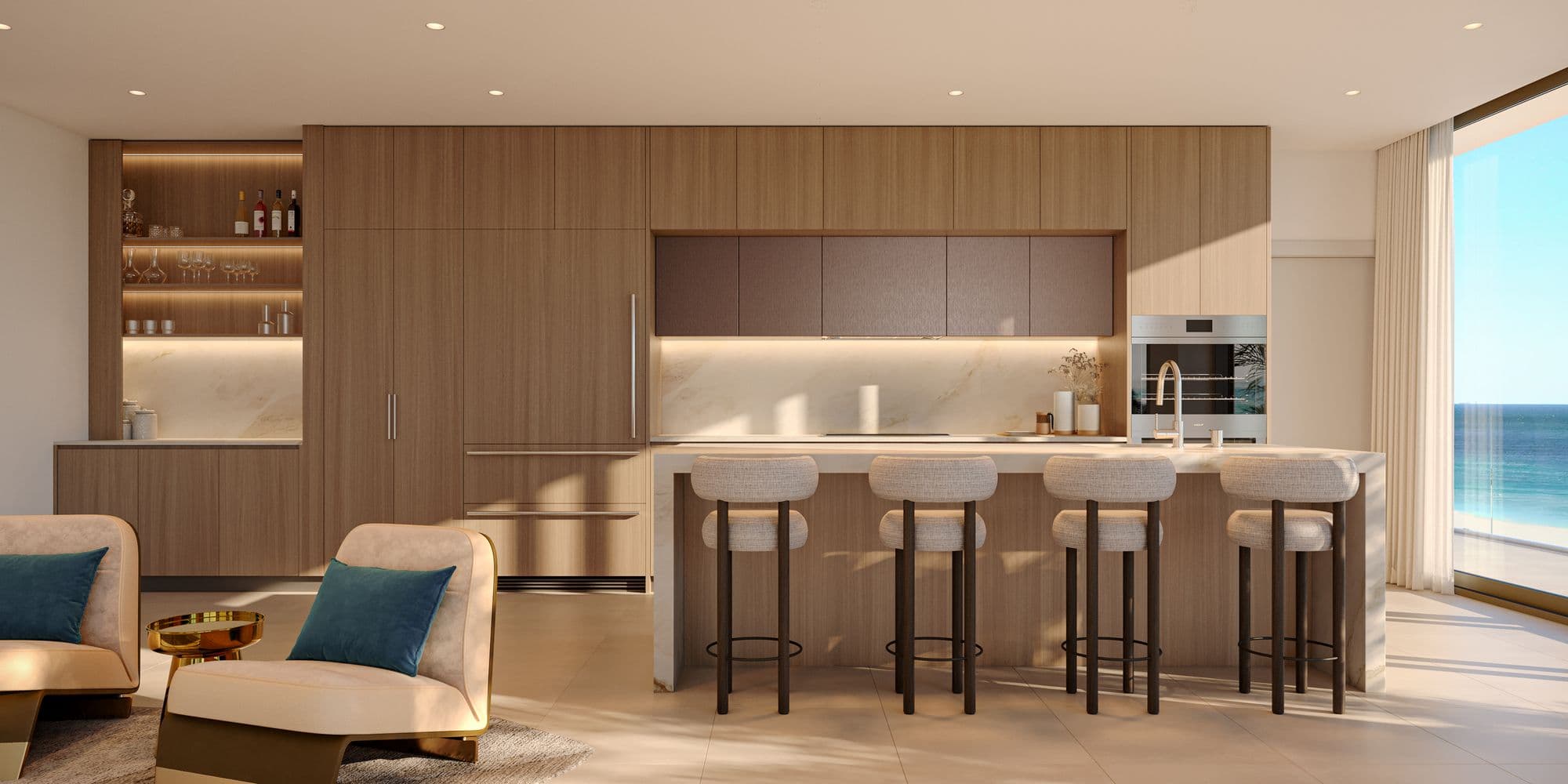 Kitchen with ocean views