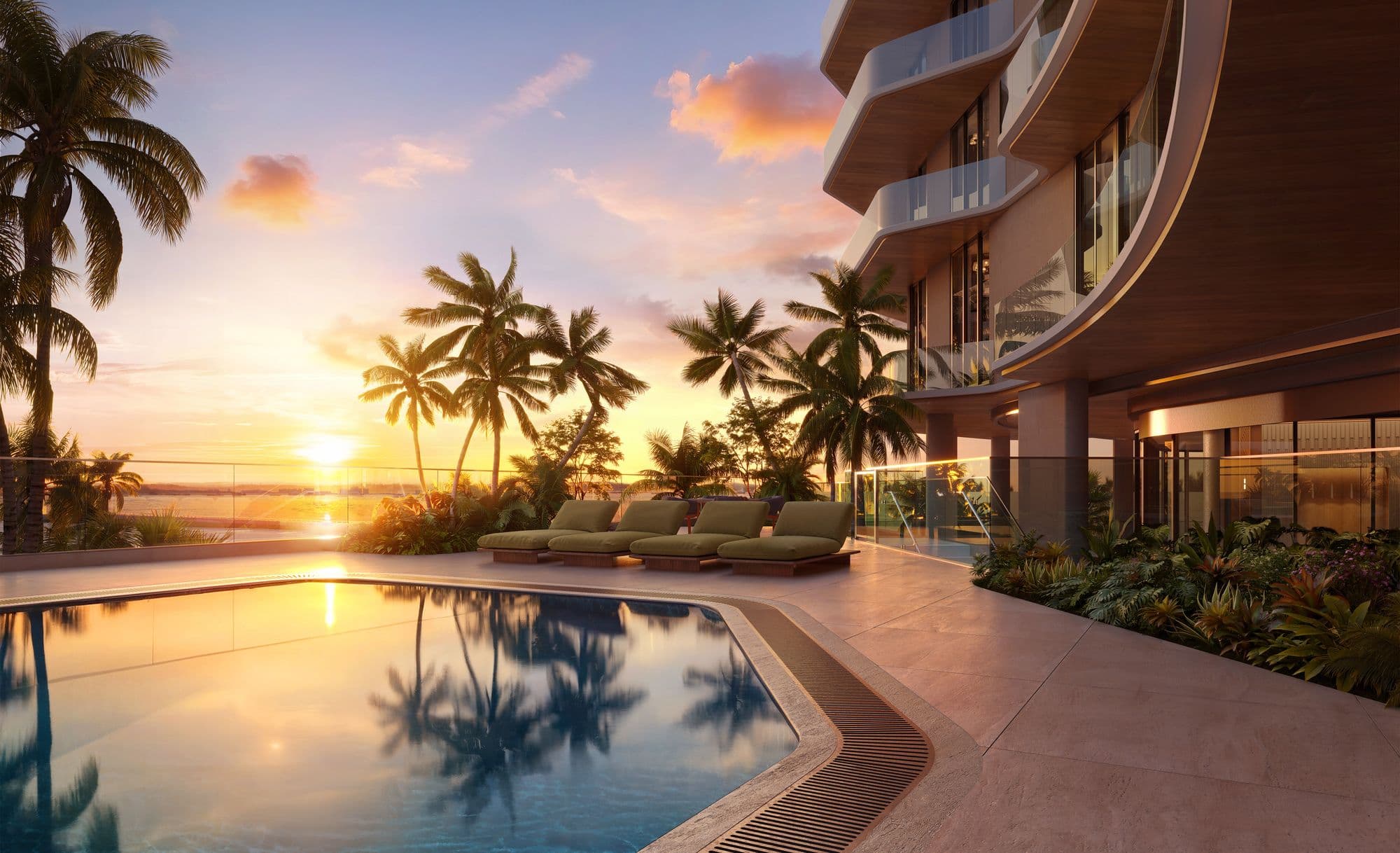 Pool at sunset