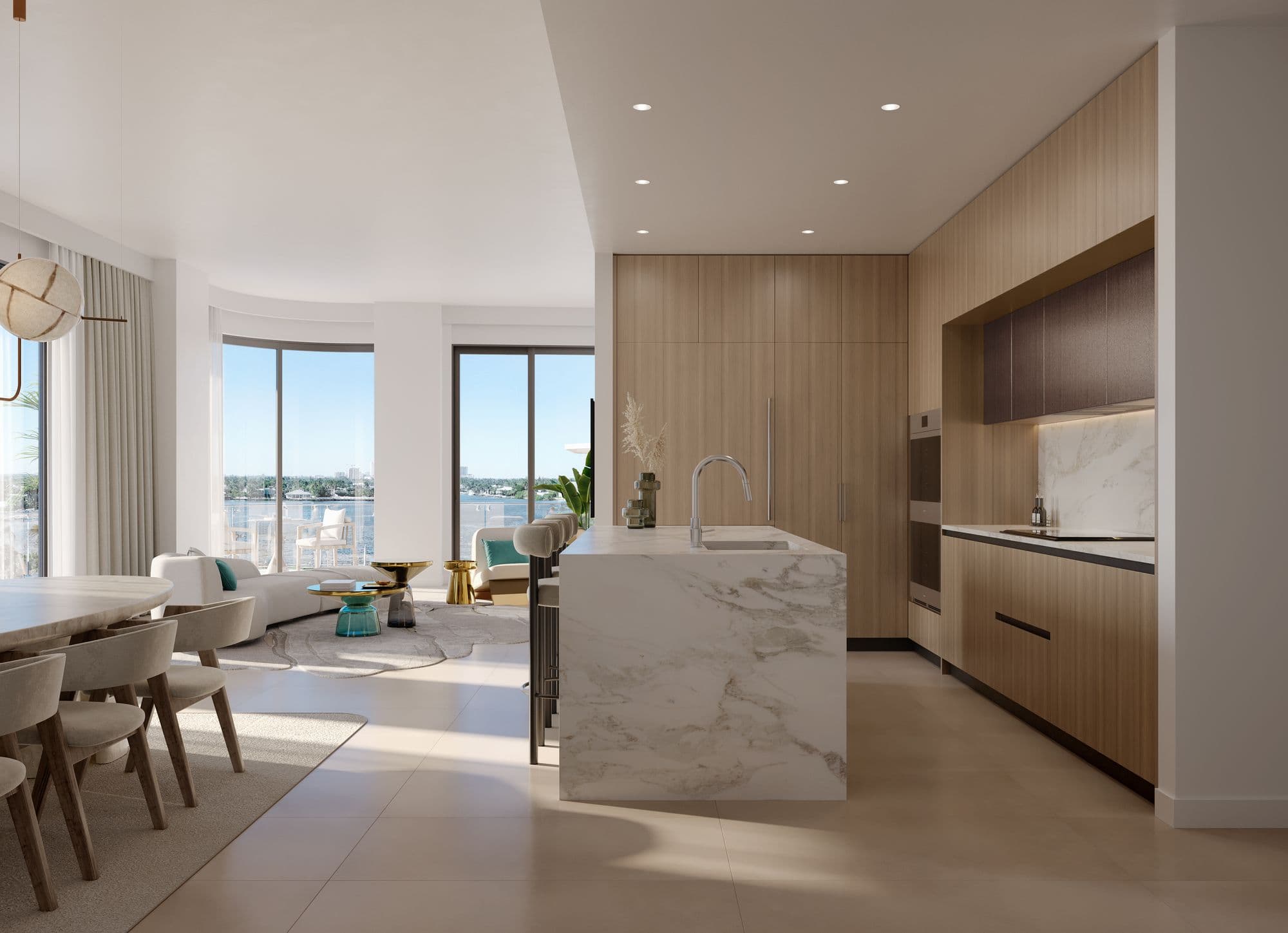 Living room and kitchen