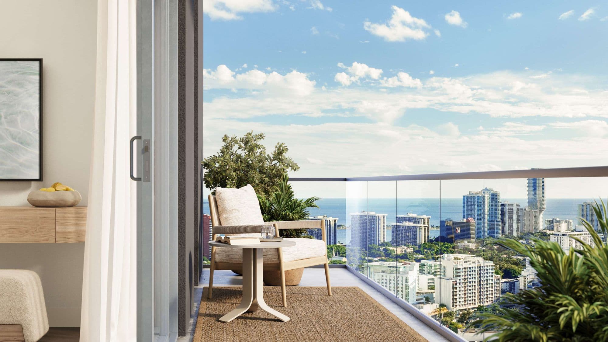 Balcony with city views