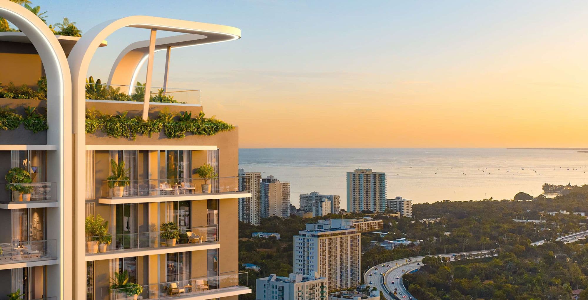 Terraces overlooking Biscayne Bay