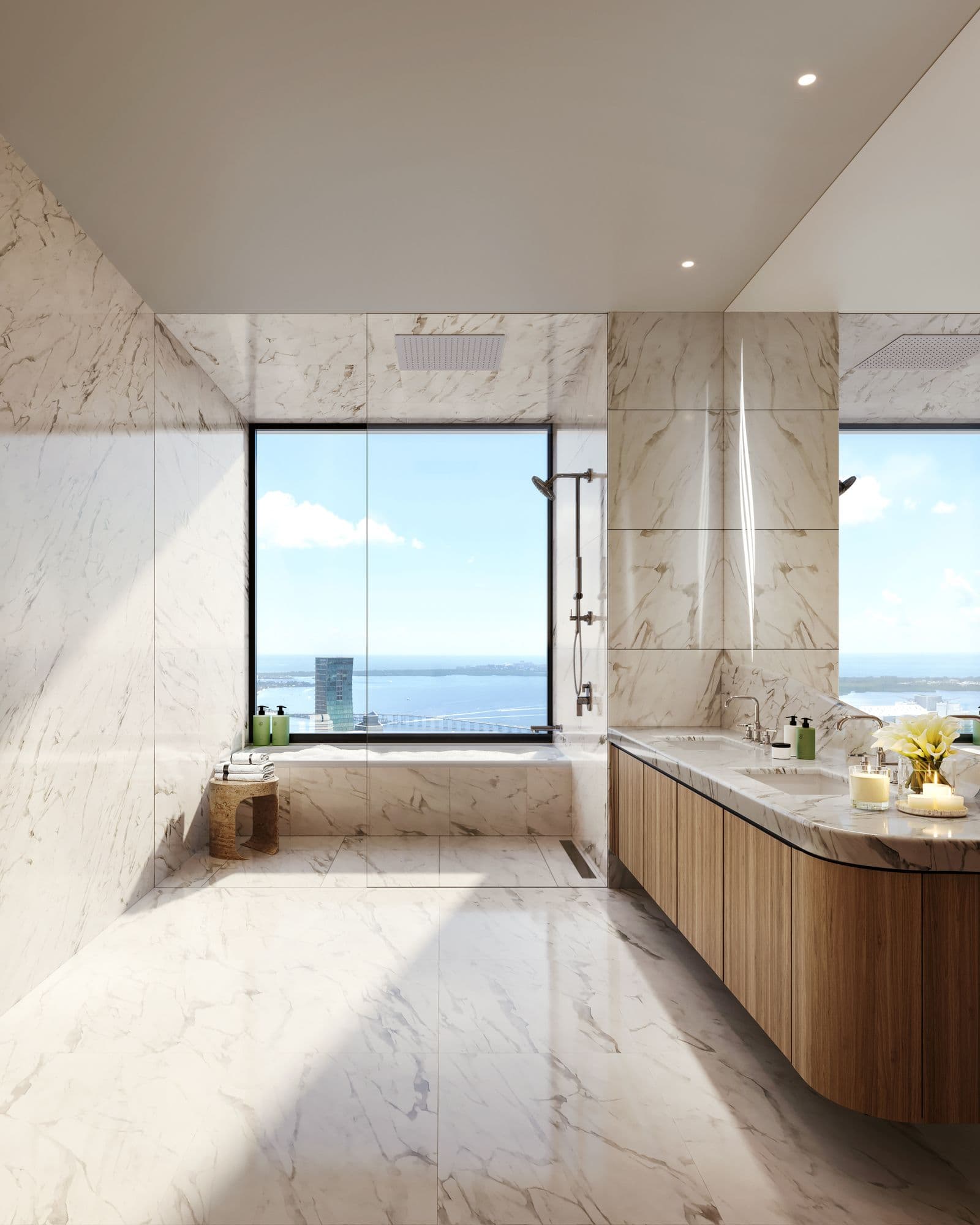 Marble primary bathroom