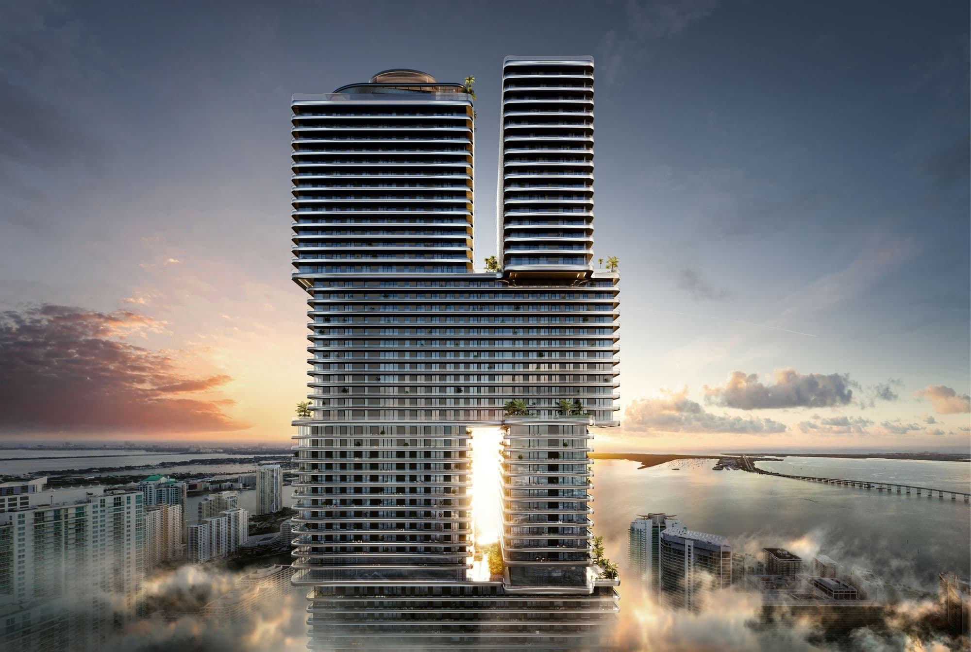 Mercedes-Benz Places Miami al atardecer