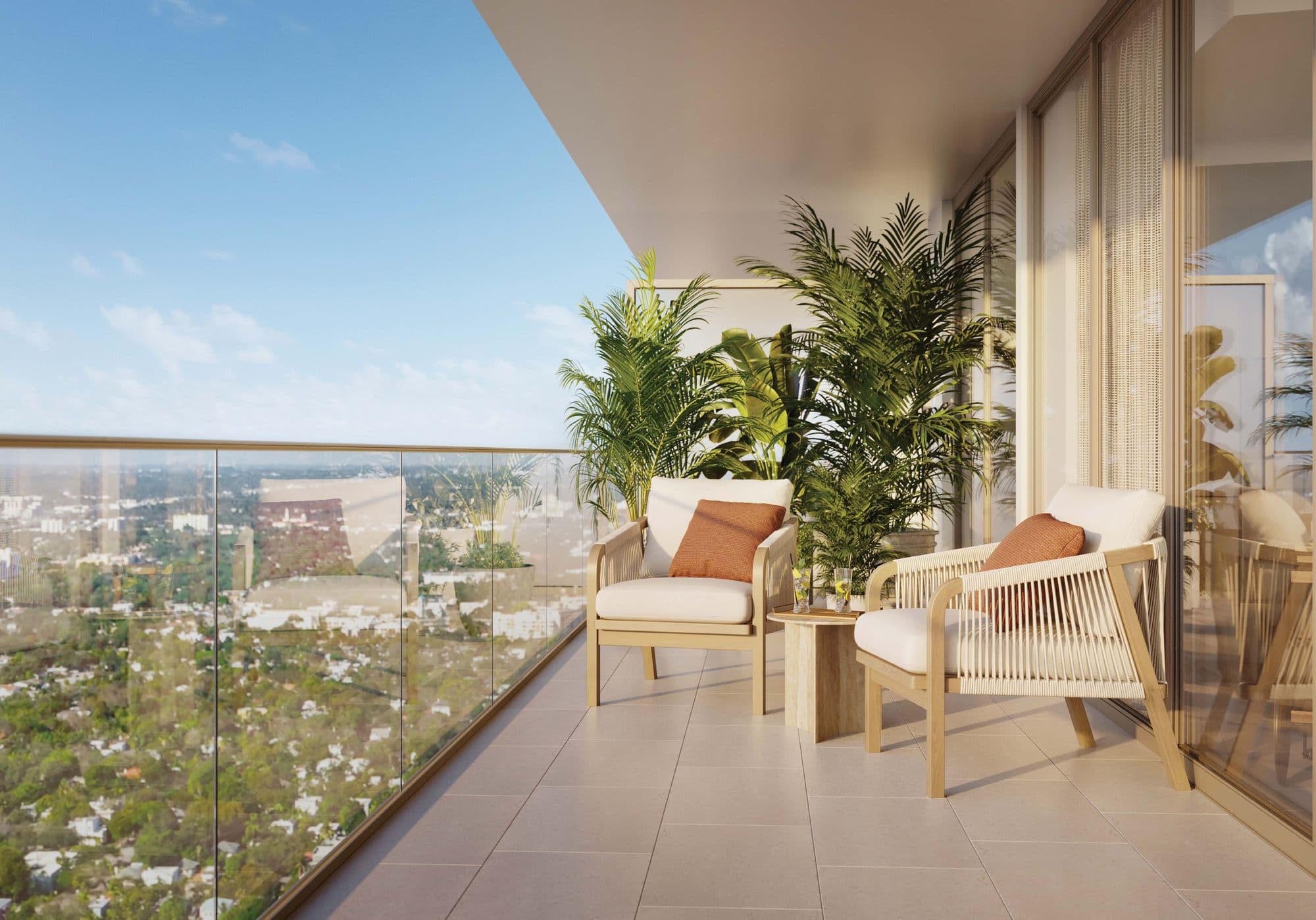 Balcony with city views