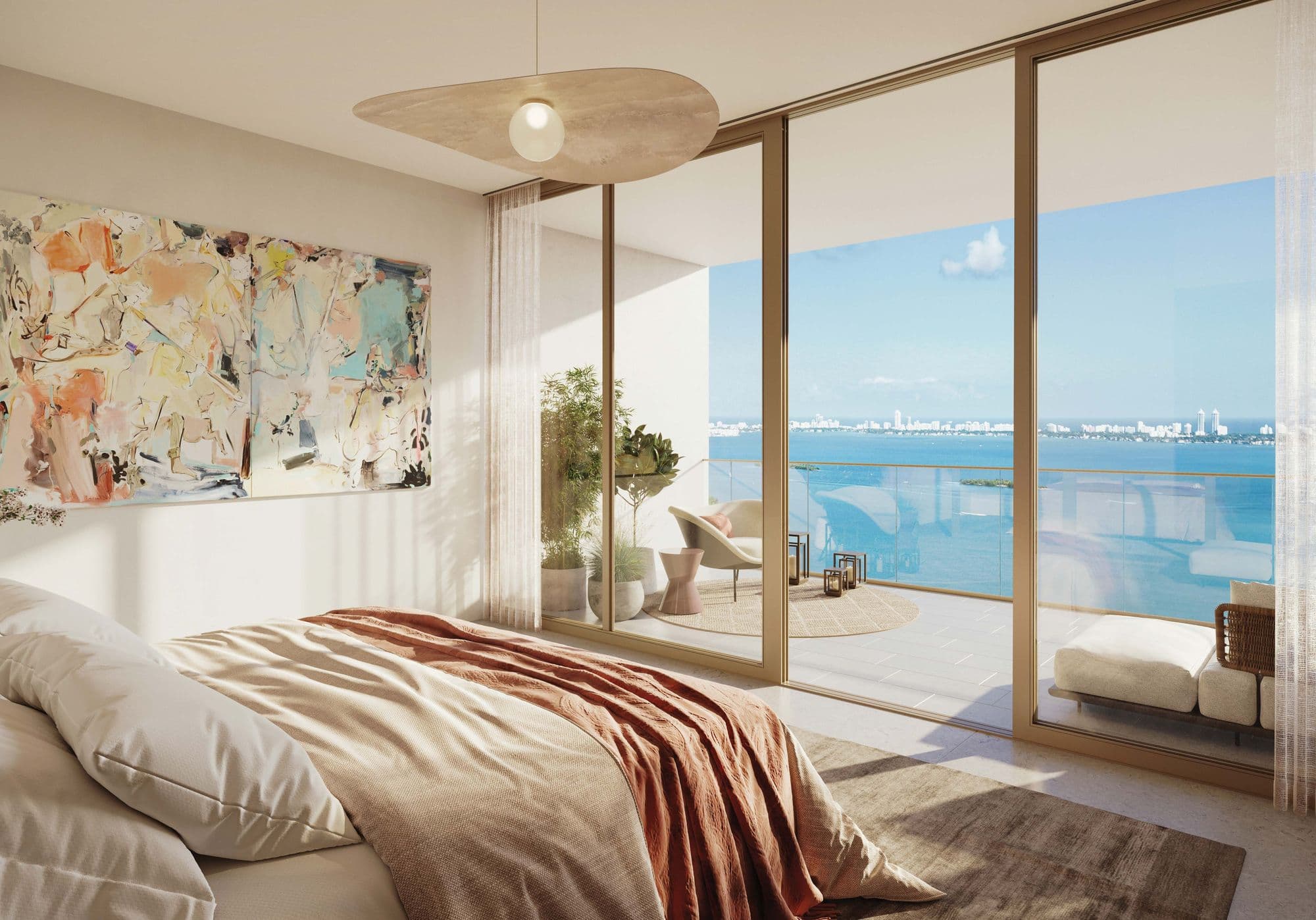 Primary bedroom with bay views