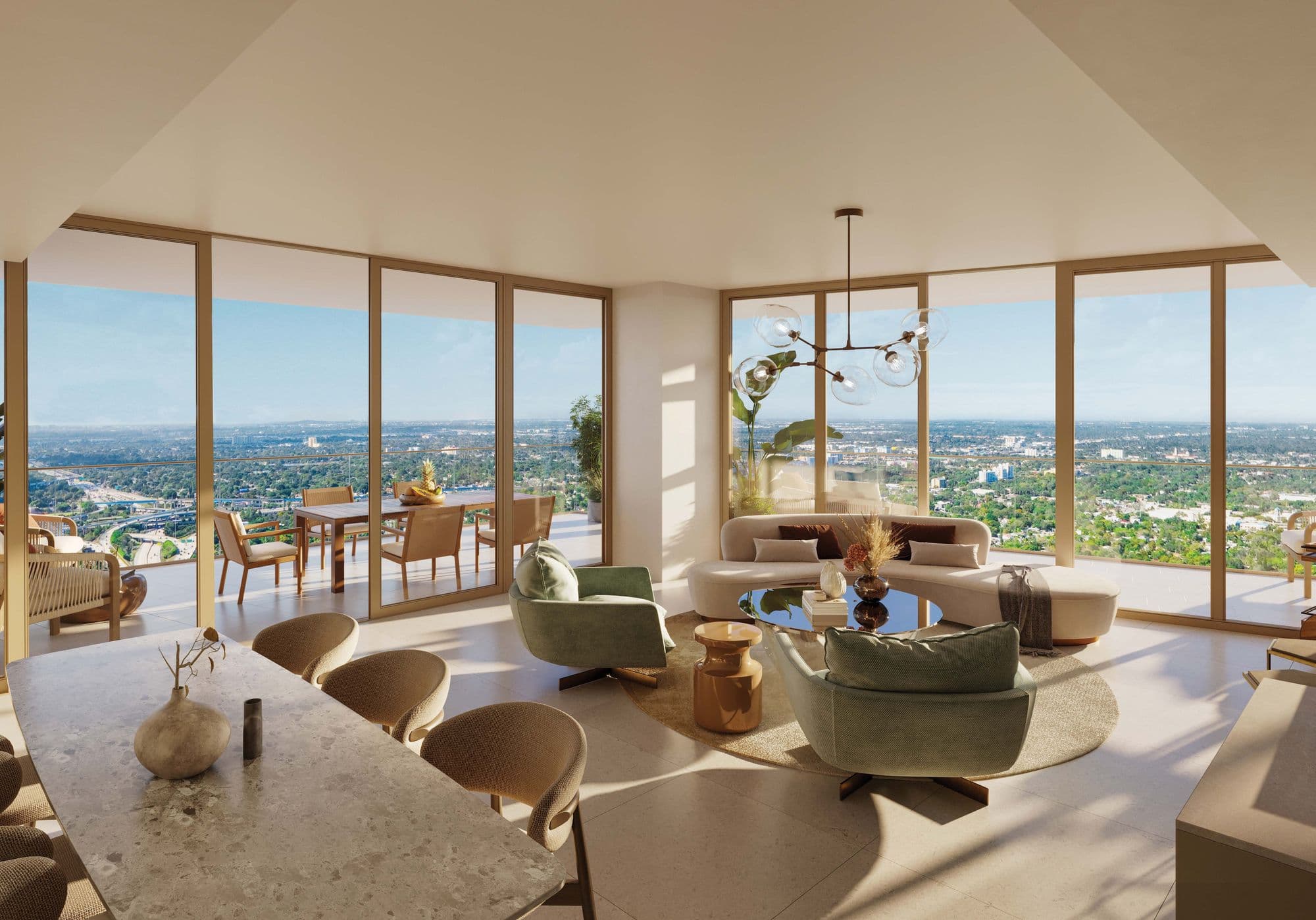 Living room with bay views