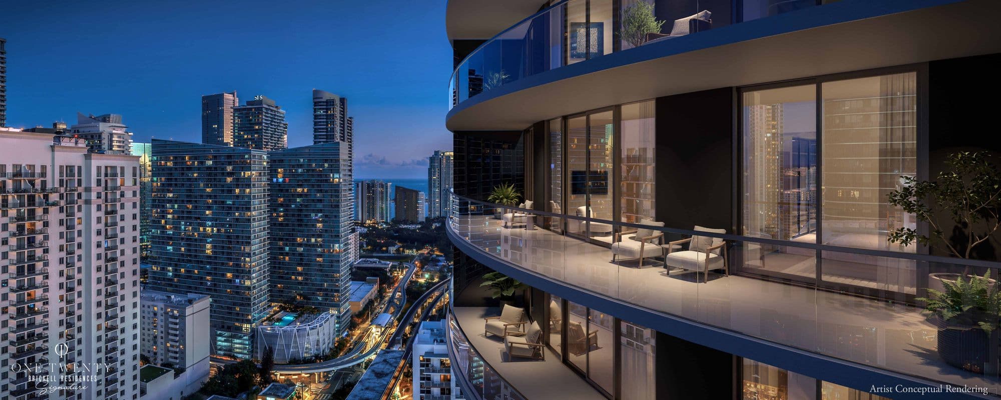 Balcony with skyline views