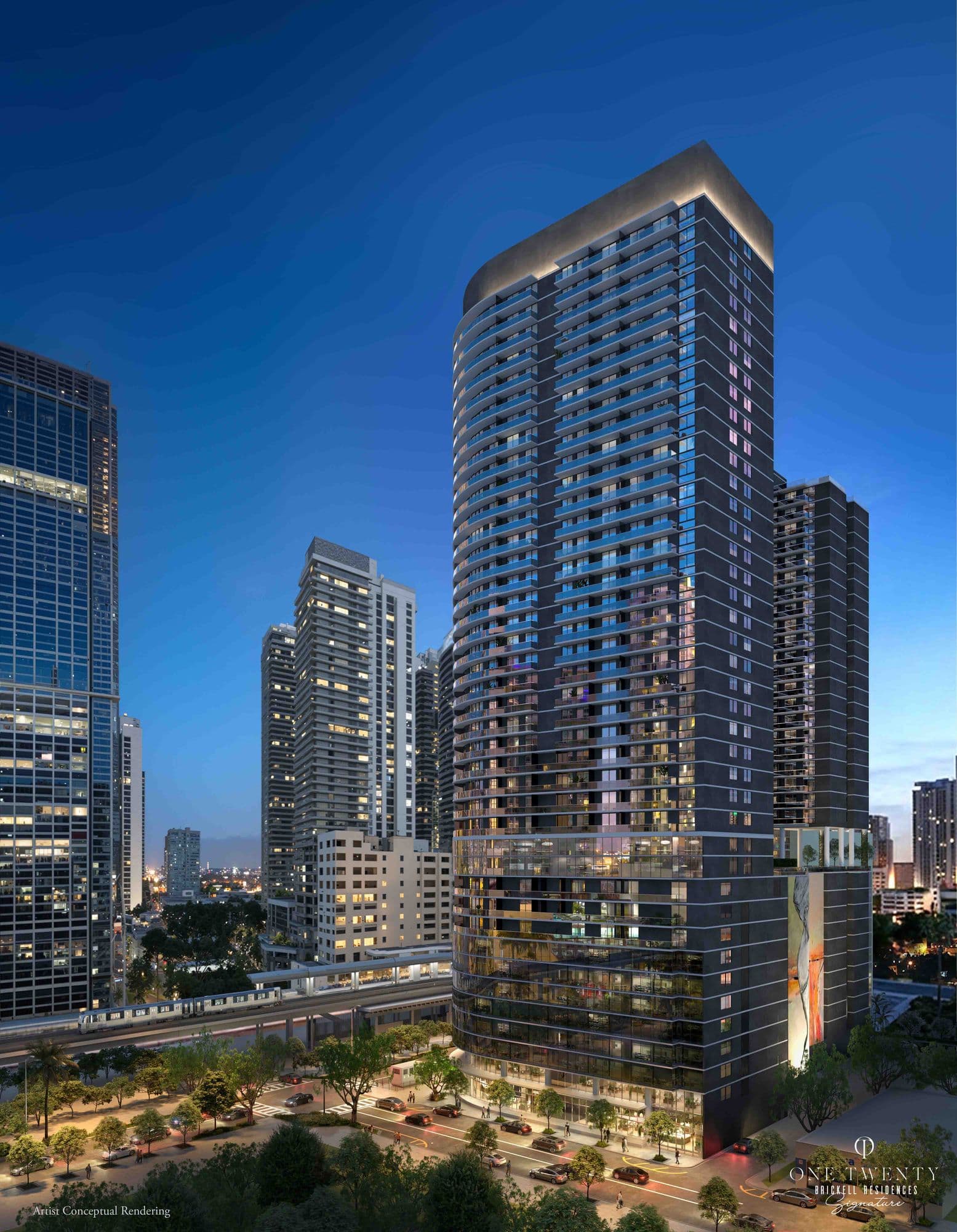 One Twenty Brickell Signature al anochecer