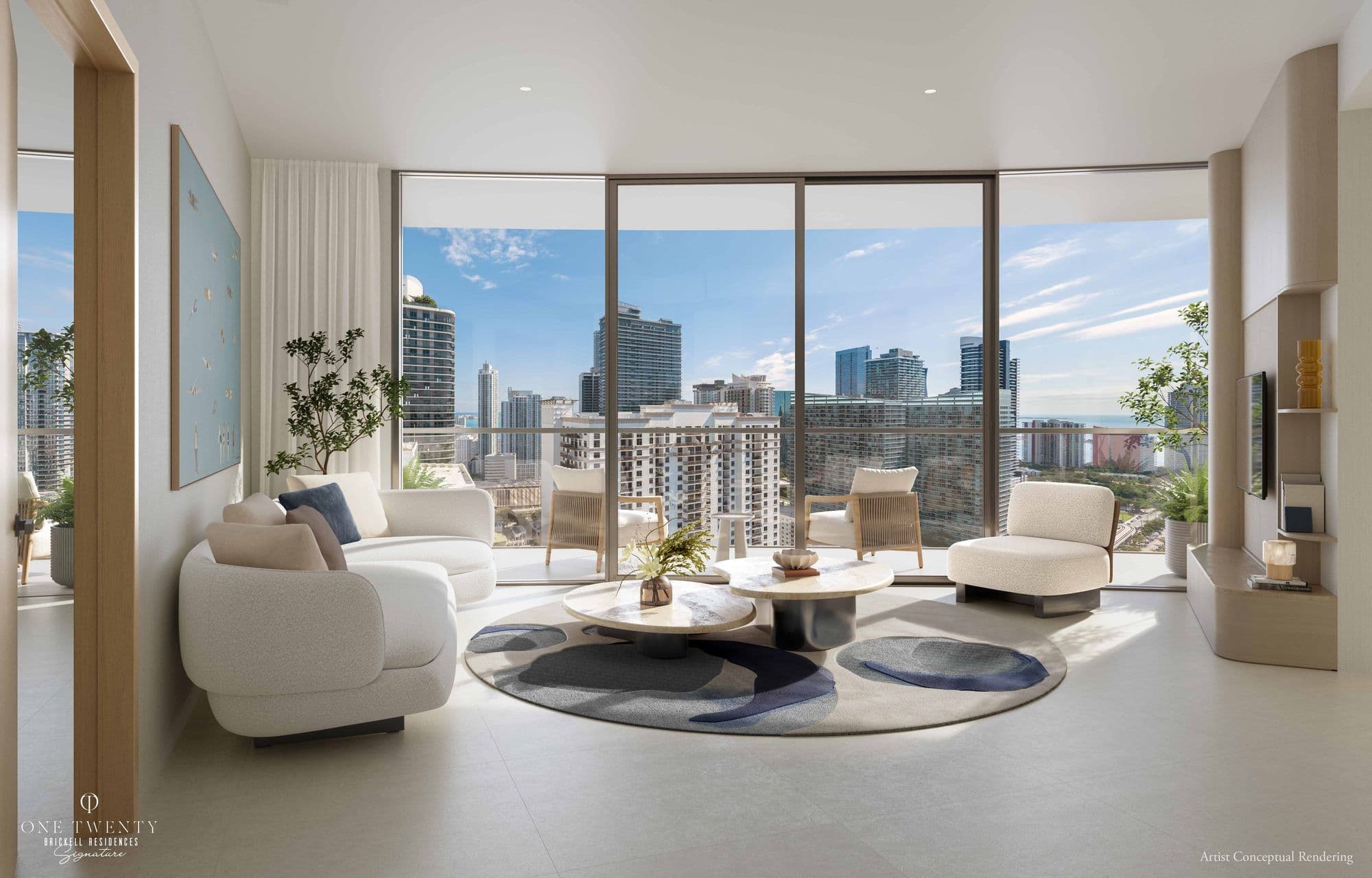 Living room with city views