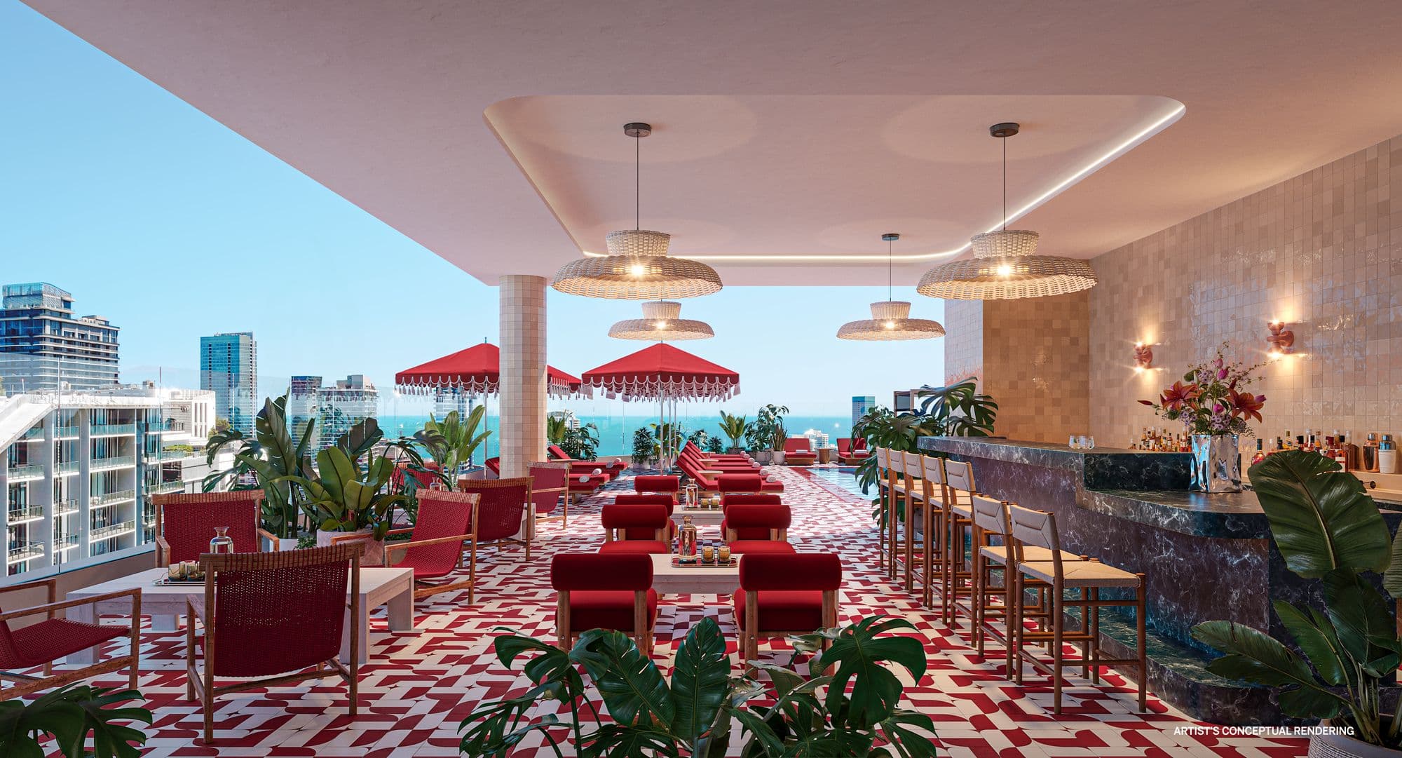 Rooftop poolside lounge